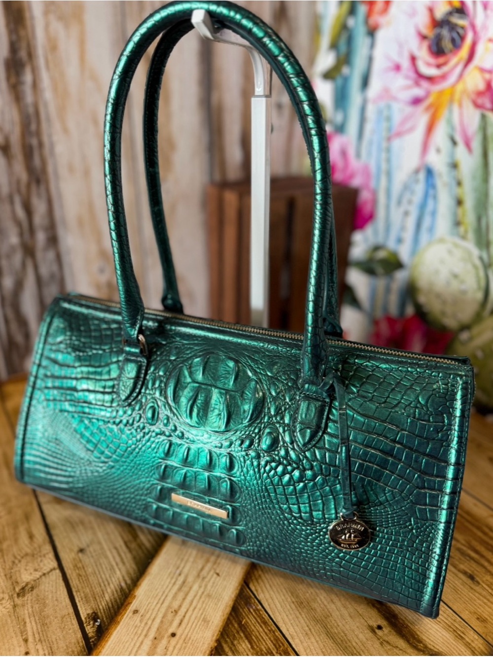 PERFECT EYE Brahmin Sophia Mystic Green Melbourne East West Satchel Bag NWT - Picture 6 of 12